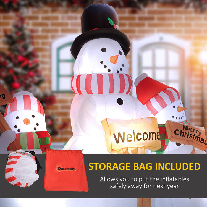 6.1FT Prelit Inflatable Three Snowmen with Signs and LED Lights - Outdoor Christmas Decoration - Monsta Online