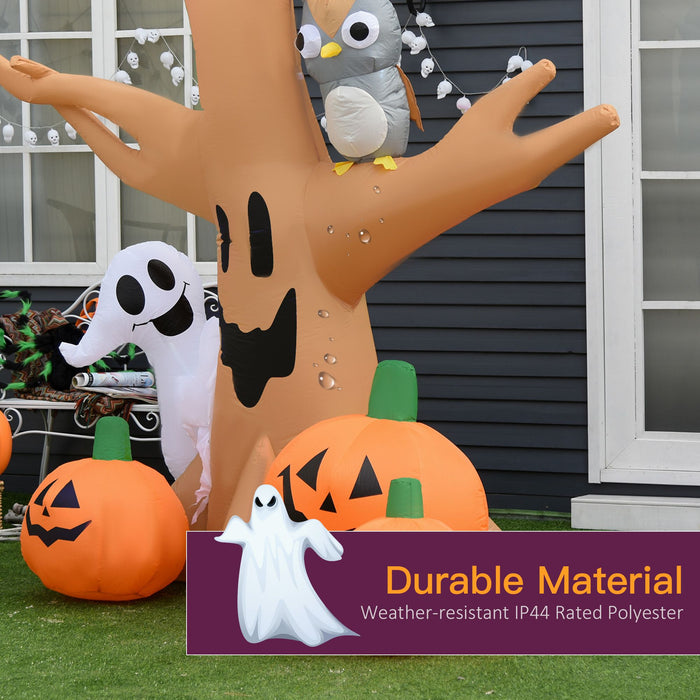 7.5ft Inflatable Halloween Haunted Tree with Owl, Ghost and Pumpkins - Monsta Online