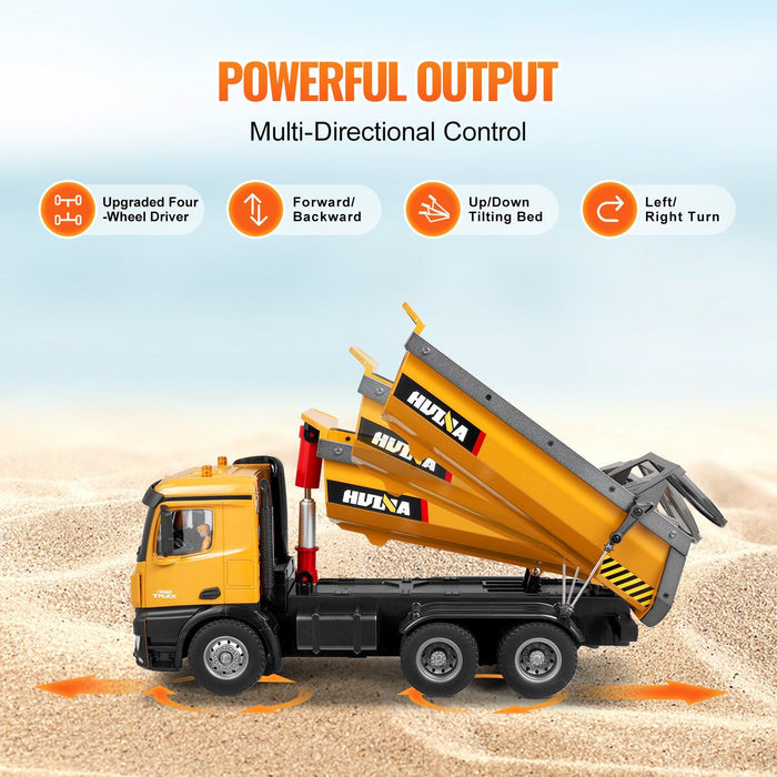 1:14 Scale Remote Control RC Dump Truck – 10 Channel Control With Dual Batteries - Monsta Online