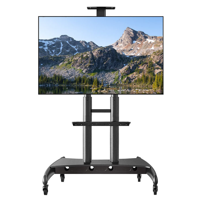 Heavy Duty Rolling TV Stand 55–85 Inch with Lockable Wheels and Adjustable Laptop Shelf - Monsta Online