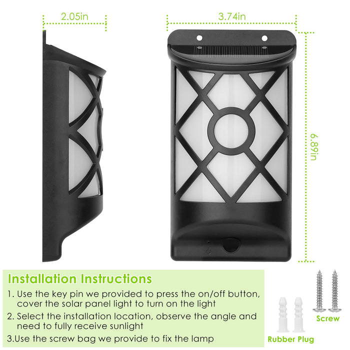 Solar Outdoor Flickering Flame Wall Lights - Waterproof 96 LEDs with Auto On/Off Feature - Monsta Online