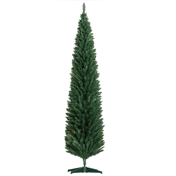 8FT Pencil Artificial Christmas Tree — 618 Tips, Unlit, Slim Space - Saving, Realistic, Plastic Base - Monsta Online