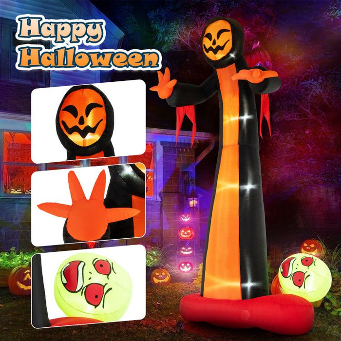 12ft Inflatable Grim Reaper Ghost with Skull and LED Lights - Monsta Online