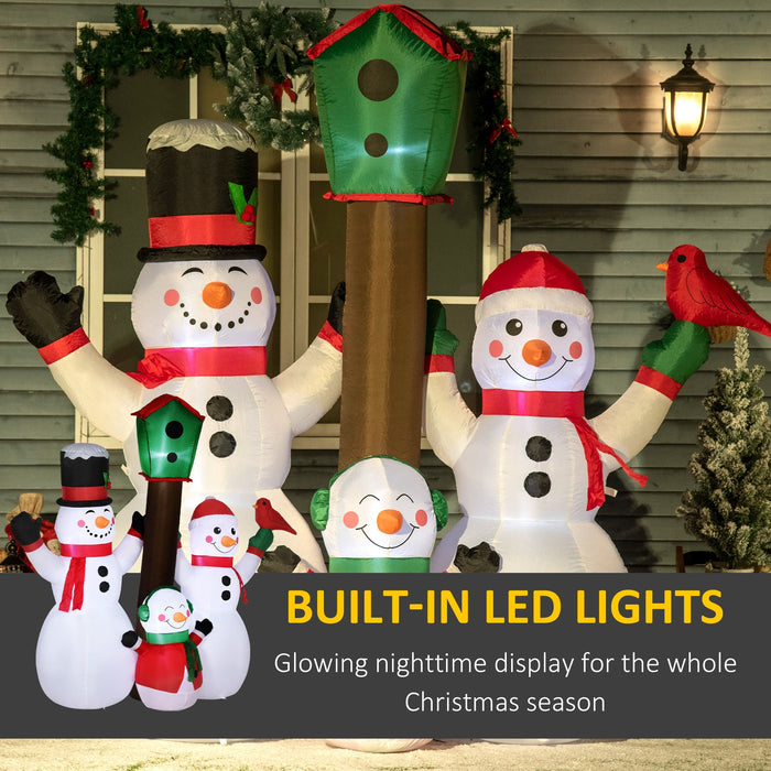 7FT Prelit Inflatable Snowman Family with Bird & Birdhouse and LED Lights - Outdoor Christmas Decoration - Monsta Online