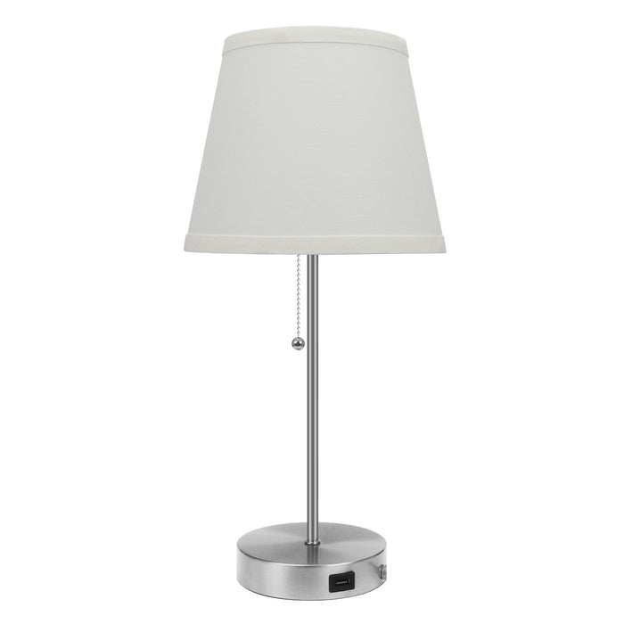 Elegant 18" Satin Nickel Bedside Table Lamp with Built - In USB Charging - Monsta Online