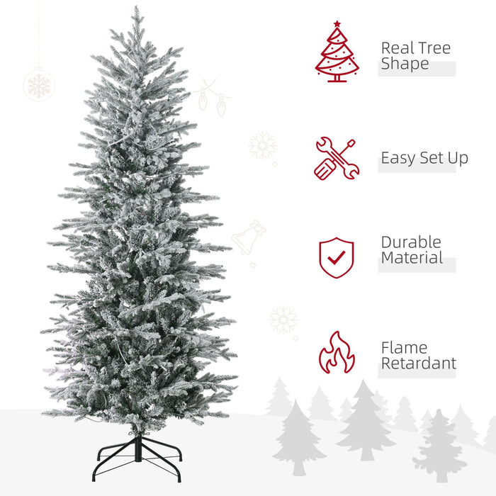 6FT Snow Flocked Pre - Lit Artificial Christmas Tree — 250 Warm Yellow Lights, 636 Tips, Auto - Open, Full - Monsta Online