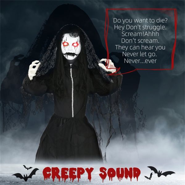 5.5ft Halloween Animatronic Zombie Bride – Jaw Drop, Glowing Red Eyes and Creepy Speaking Sounds - Monsta Online