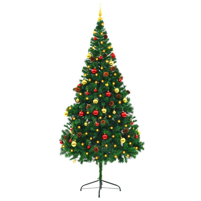 7FT Pre‑Lit Artificial Christmas Tree with Baubles — 200 LEDs, 910 Tips, USB Powered - Monsta Online