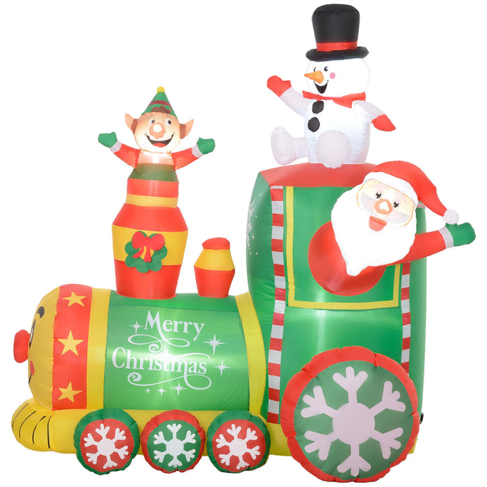 6FT Prelit Inflatable Christmas Train with Santa, Snowman & Gingerbread Man - Outdoor Decoration - Monsta Online