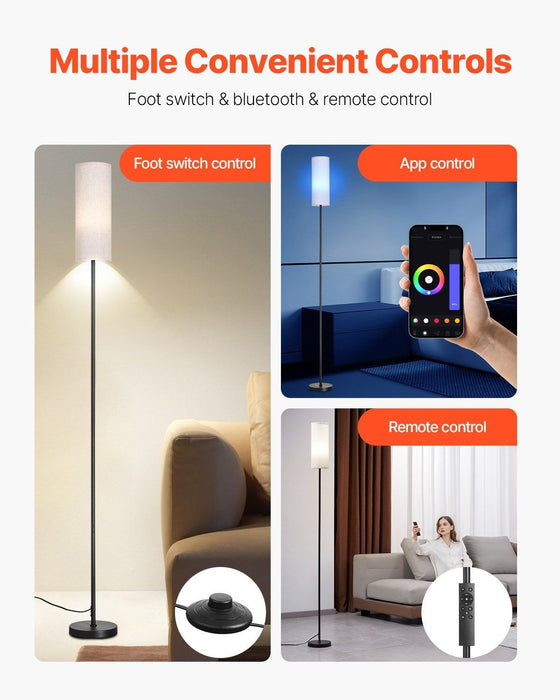 Modern Color Adjustable Floor Lamp - Remote Control & Dimming Function for Living Rooms - Monsta Online