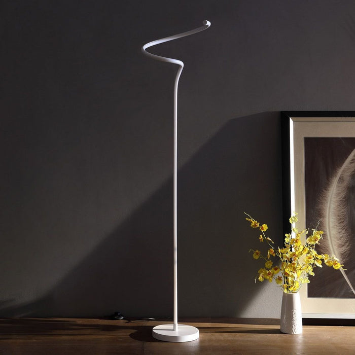 Contemporary 52.5 - Inch Curved LED Floor Lamp - Elegant Matte White S - Curve - Monsta Online