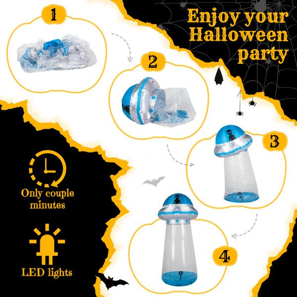 8.8FT Halloween Inflatable UFO with Built - in LED Lights and Stand Inside Design - Monsta Online