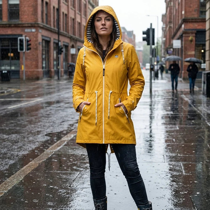 Women's Long Waterproof Rain Jacket – Windproof, Hooded & Breathable - Monsta Online