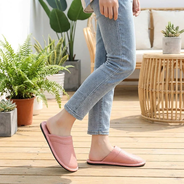 Women's Comfortable Leather House Shoes – Lightweight & Stylish Slippers - Monsta Online