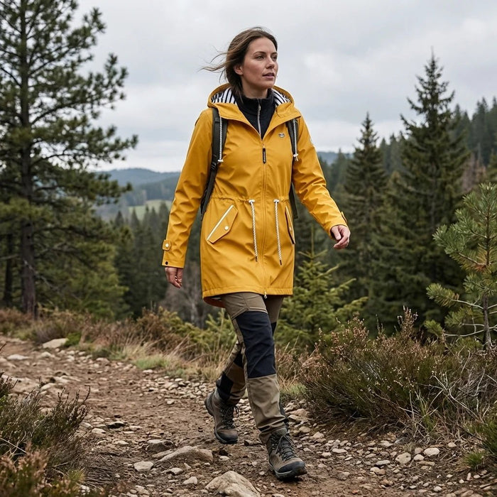 Women's Long Waterproof Rain Jacket – Windproof, Hooded & Breathable - Monsta Online