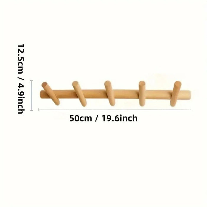 Maeve Solid Oak Wall Rack – Scandinavian Peg Coat Hook Organizer for Entryway & Hallway - Monsta Online