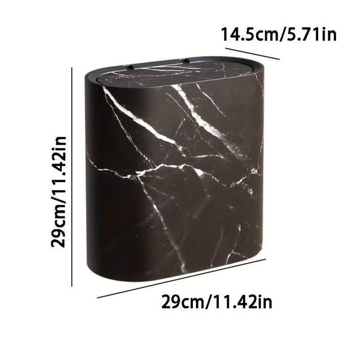 Marble Pattern Trash Can with Lid – Elegant Odor - Resistant Bin for Bathroom & Kitchen - Monsta Online