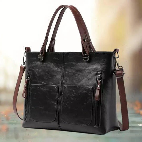Women's Luxurious Leather Handbag – Timeless Elegant Design with Secure Zip & Adjustable Strap for Every Occasion - Monsta Online