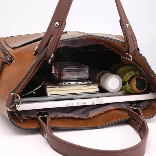 Women's Luxurious Leather Handbag – Timeless Elegant Design with Secure Zip & Adjustable Strap for Every Occasion - Monsta Online
