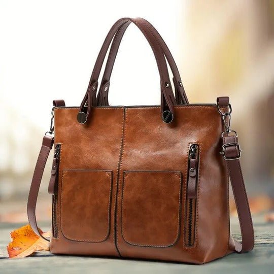 Women's Luxurious Leather Handbag – Timeless Elegant Design with Secure Zip & Adjustable Strap for Every Occasion - Monsta Online