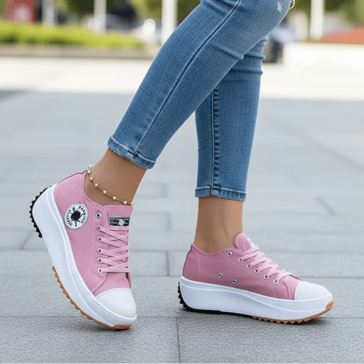 Women's Canvas Sneakers – Casual Lace - Up Flats for Effortless Everyday Elegance - Monsta Online