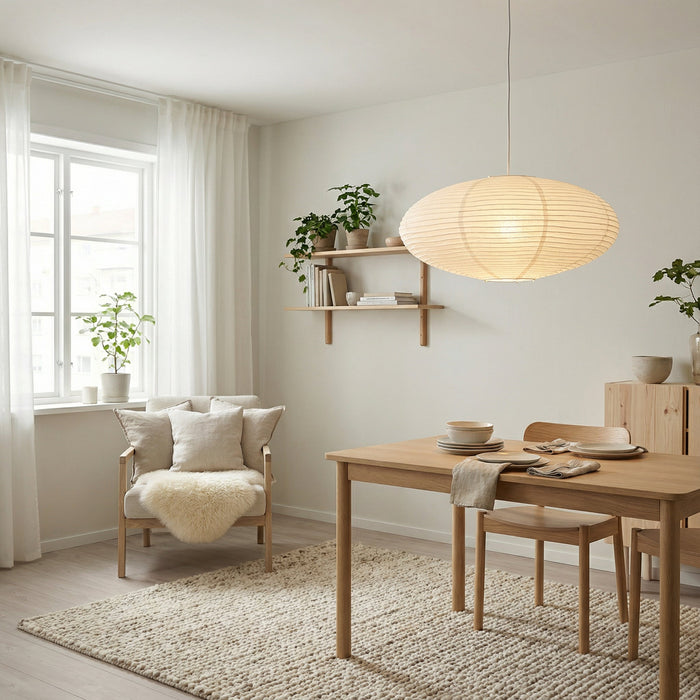 Wabi Paper Pendant Light – Handcrafted Cotton Paper Shade for Dining Rooms & Bedrooms - Monsta Online
