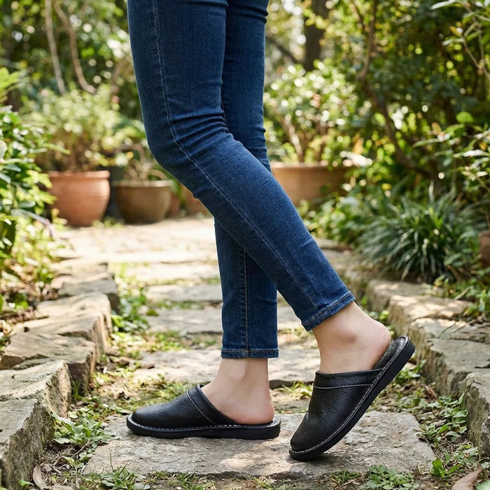 Women's Comfortable Leather House Shoes – Lightweight & Stylish Slippers - Monsta Online