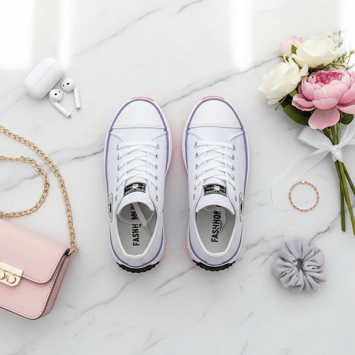 Women's Canvas Sneakers – Casual Lace - Up Flats for Effortless Everyday Elegance - Monsta Online