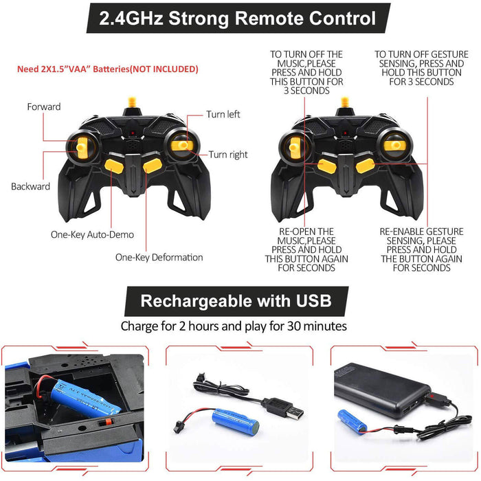 Transforming Remote Control Robot Car Toy – 2 - in - 1 Gesture Control RC Car for Kids Ages 6+ - Monsta Online