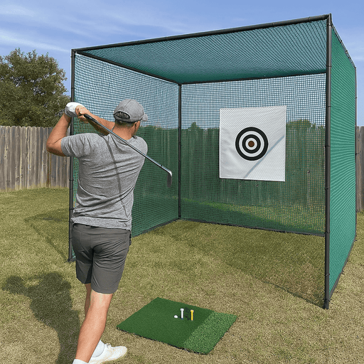 Professional 10x10x10FT Golf Hitting Practice Net cage With Training Aid and Mat - Monsta Online
