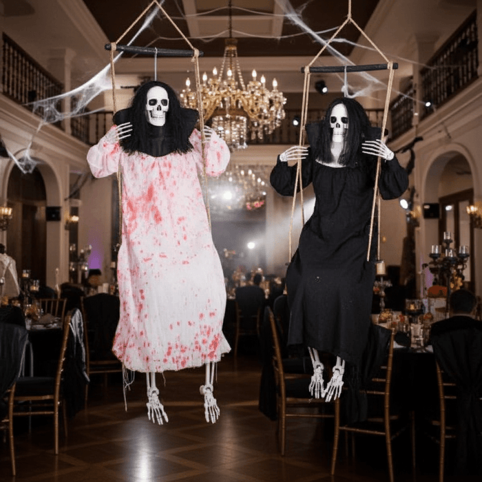 3ft Sound - Activated Hanging Halloween Ghosts with Light - Up Eyes and Screaming Sound - Monsta Online