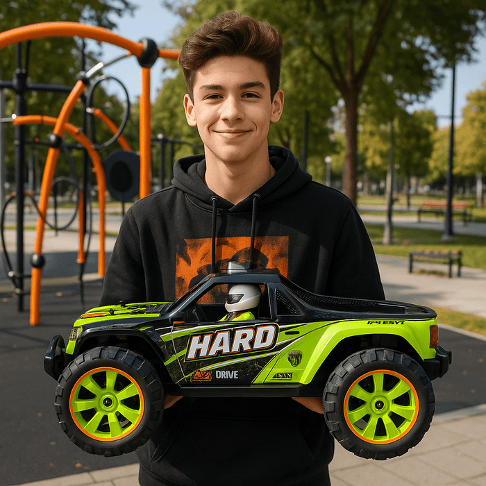 Hard Hero: 31 MPH, 1:14 Scale 4WD Remote Control Monster Truck With Dual Batteries - Monsta Online