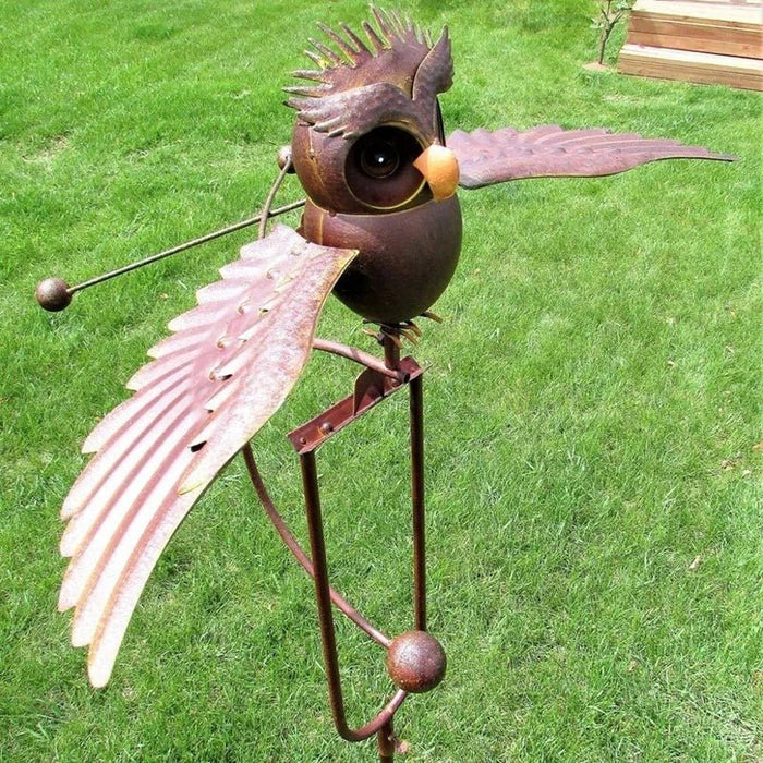 Garden Art Bird Windmill Decoration – Realistic Flapping Wings, Metal Patio Sculpture - Monsta Online