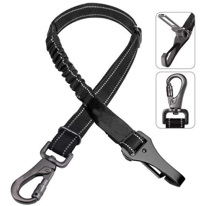 Dog Car Seat Safety Belt – Adjustable, Elastic Bungee Buffer & Heavy - Duty Stainless Steel - Monsta Online