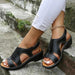 Women's Leather Wedge Sandals – Cushioned Insole, Adjustable Straps & Arch Support - Monsta Online
