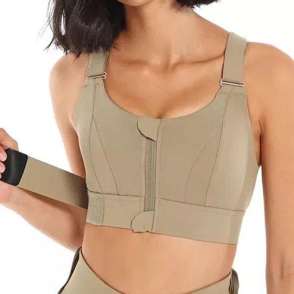 Women's High Impact Sports Bra – Front Zip, Adjustable Straps & Compression Support - Monsta Online
