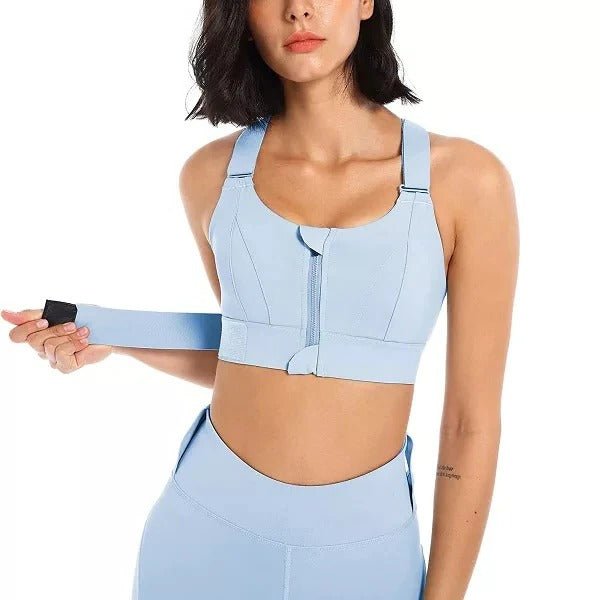 Women's High Impact Sports Bra – Front Zip, Adjustable Straps & Compression Support - Monsta Online