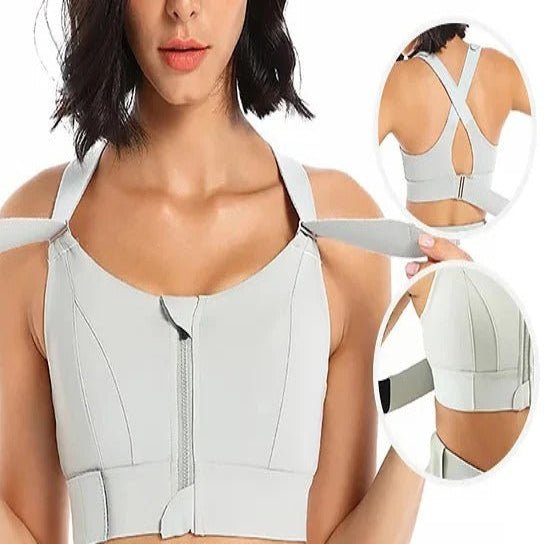 Women's High Impact Sports Bra – Front Zip, Adjustable Straps & Compression Support - Monsta Online