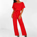 Women's Solid Color Jumpsuit – Flattering Elastic Waist, Breathable Fabric - Monsta Online