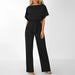 Women's Solid Color Jumpsuit – Flattering Elastic Waist, Breathable Fabric - Monsta Online