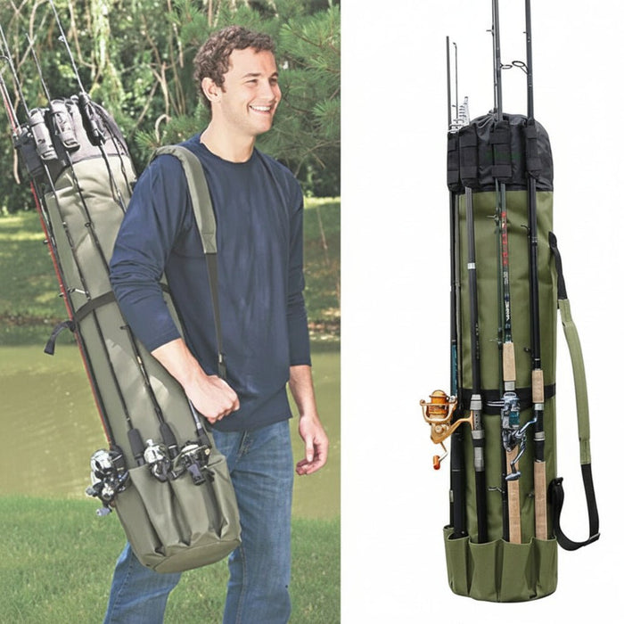 Portable Fishing Gear Bag – Multi - Pocket Rod & Tackle Storage, Water - Resistant Oxford Cloth - Monsta Online