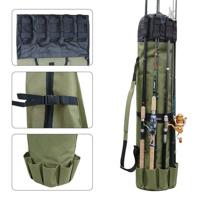 Portable Fishing Gear Bag – Multi - Pocket Rod & Tackle Storage, Water - Resistant Oxford Cloth - Monsta Online