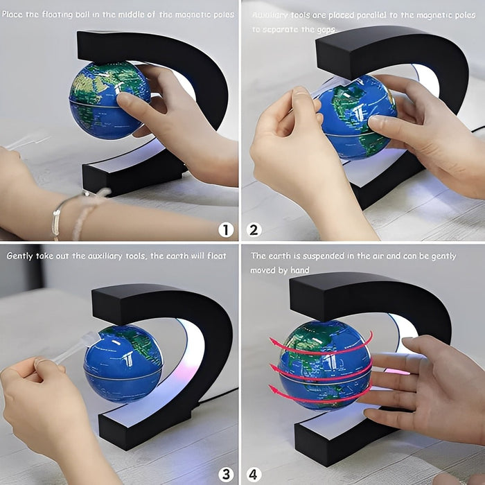 Levitating Globe with LED Light – Magnetic Floating Rotating Globe - Monsta Online