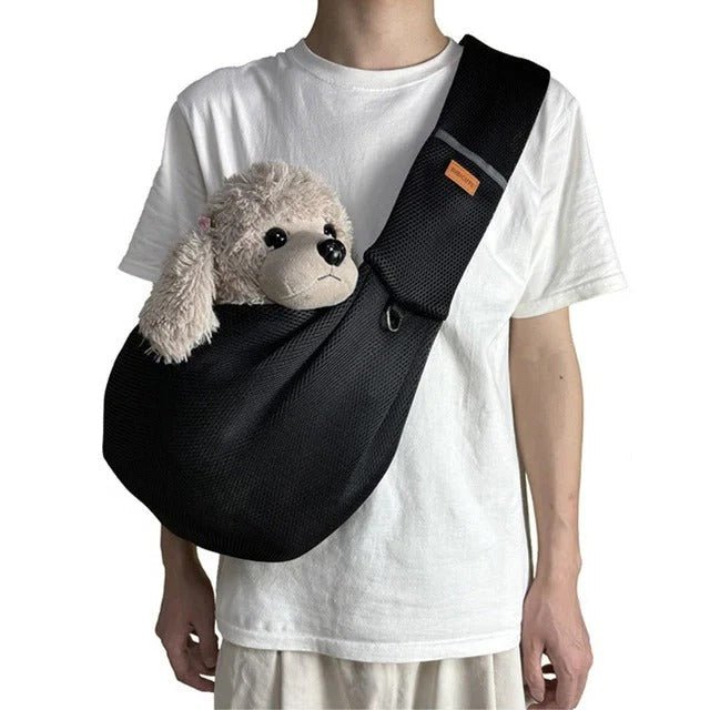 Mesh Crossbody Dog Carrier Sling – Padded Strap, Safety Clip & Hands - Free Design - Monsta Online