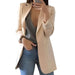 Women's Elegant Open Front Blazer – Tailored Wool & Hip - Length Silhouette - Monsta Online