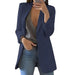Women's Elegant Open Front Blazer – Tailored Wool & Hip - Length Silhouette - Monsta Online