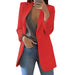 Women's Elegant Open Front Blazer – Tailored Wool & Hip - Length Silhouette - Monsta Online