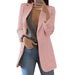 Women's Elegant Open Front Blazer – Tailored Wool & Hip - Length Silhouette - Monsta Online