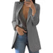 Women's Elegant Open Front Blazer – Tailored Wool & Hip - Length Silhouette - Monsta Online