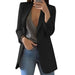 Women's Elegant Open Front Blazer – Tailored Wool & Hip - Length Silhouette - Monsta Online
